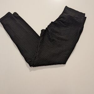 Black Textured Leggings